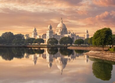 Victoria Memorial im Sonnenuntergang in Kalkutta, Indien | © Gettyimages.com/Roop_Dey