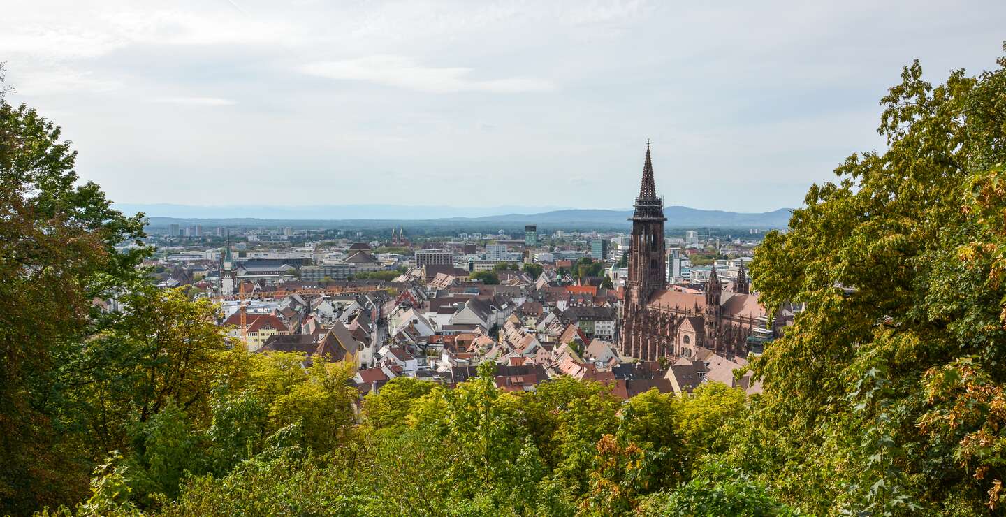 Die Altstadt und Kathedrale von Freiburg im Breisgau von einem Huegel | © Gettyimages.com/Asvolas