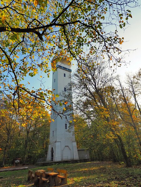 Der Schwarzenbergturm ist ein zwischen 1930 und 1931 erbauter Aussichtsturm. Der Stahlbetonturm mit quadratischem Querschnitt steht auf dem Schwarzenberg im Stadtwald von Saarbruecken. | © Gettyimages.com/Ralf Blechschmidt