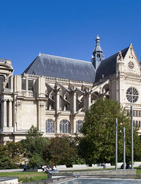 Die Kirche Saint-Eustache ist eine Kirche im 1. Arrondissement von Paris im Herzen des Viertels Les Halles. | © Gettyimages.com/Gwengoat