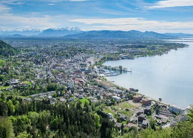 Panoramablick ueber den Bodensee mit Bregenz und das Rheintal, Vorarlberg | © gettyimages.com/ErichFend