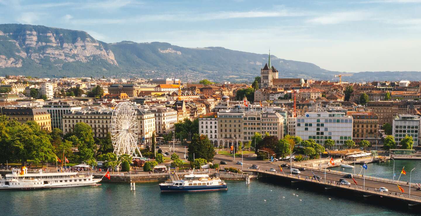 Luftaufnahme der Innenstadt von Genf am Genfersee in der Schweiz | © Gettyimages.com/pawel.gaul