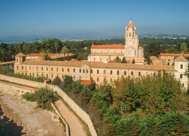 Abbey auf der Île Saint-Honorat zwischen Palmen | © Gettyimages.com/cmfotoworks
