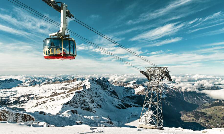 Panorama-Gondelbahn Titlis Rotair auf dem Titlis in der Zentralschweiz | © Titlis Bergbahnen/Roger Gruetter   