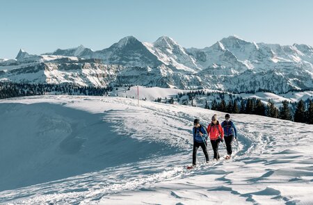 Personen laufen in schneebedeckter Umgebung mit Schneeschuhen | © Lorenz Richard