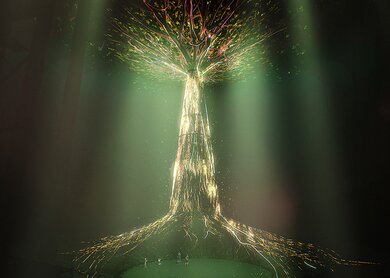 Lichtkunstinstallation der Baum im Oberhausener Gasometer  | ©  Ars Electronica Solutions