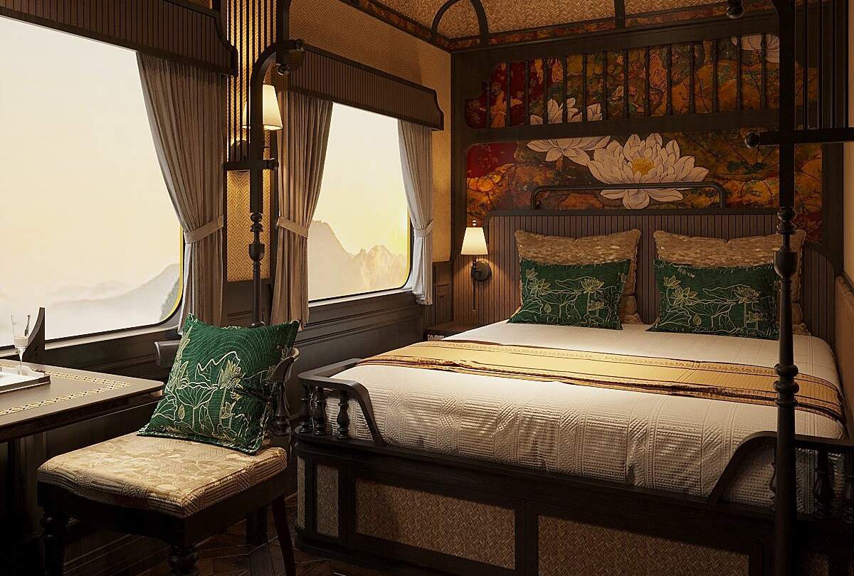 Doppelbett Kabine im SJourney mit Aussicht aus dem Fenster | © SJourney 