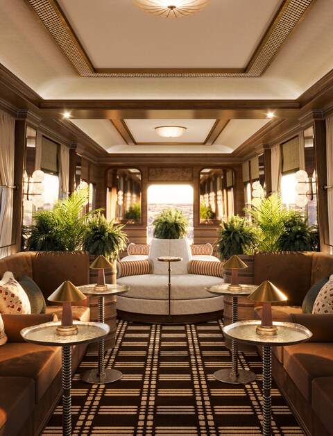 Der Barwagen des Britannic Explorers mit braunen Akzenten | © Britannic Explorer