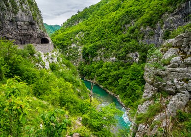 eine ueppig gruene Landschaft mit einem Fluss, der durch eine Schlucht fliesst | © Gettyimages.com/SimonDux