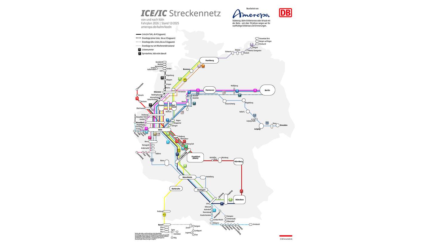 Direktverbindung mit Bahn ab Koeln | © DB/Ameropa