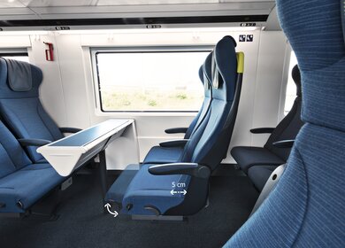 Verstellbare Sitze im Eurostar der Standard Class im Zugtyp e320 | © Eurostar