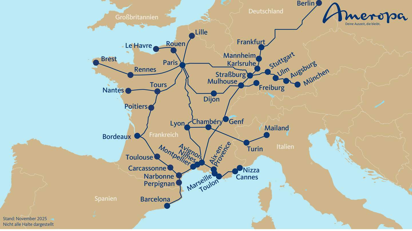 Strecken SNCF in Paris, Marseille, Bordeaux und Lyon | © Ameropa-Reisen GmbH