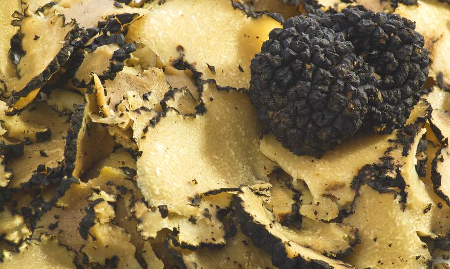 Ganzer und aufgeschnittener Trueffel in einer Nahaufnahme | © Gettyimages.com/Photopips