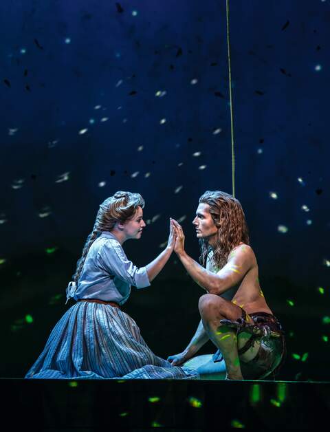 Szenenbild aus dem Musical Disneys Tarzan mit Tarzan und Jane | © StageEntertainment/Johan Persson