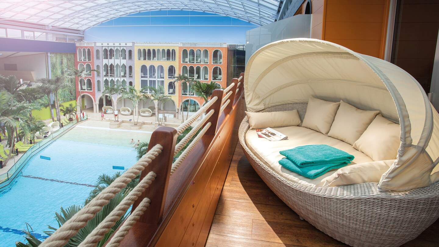 Balkon Aussensicht des Hotel Victory in der Therme Erding | © Julia Klante